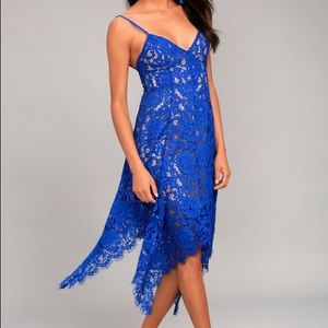 Blue/Nude A-line strap dress